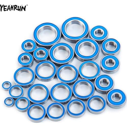 YEAHRUN 27pcs Wheel Hub Blue Ball Bearing Chrome Steel Rubber Sealed Bearings Kit For Traxxas Maxx 4S RC Car Upgrade Parts