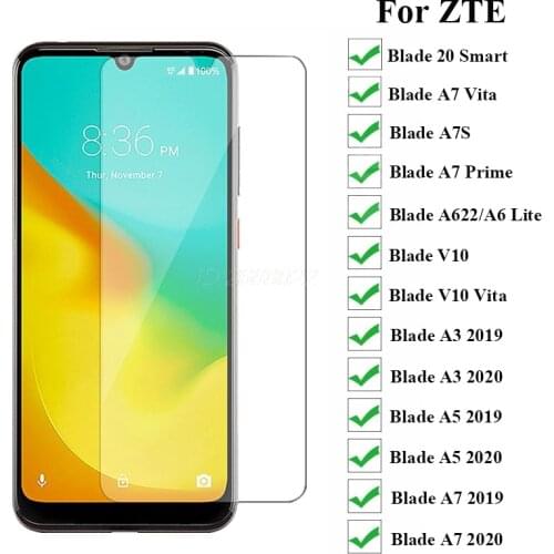 3-1Pc Tempered Glass For Zte Blade A7S 20 Smart A7 2020 Vita A3 A5 A7 Prime 2019 V10 Screen Protector on A 7 7S 5 10Vita Vetro
