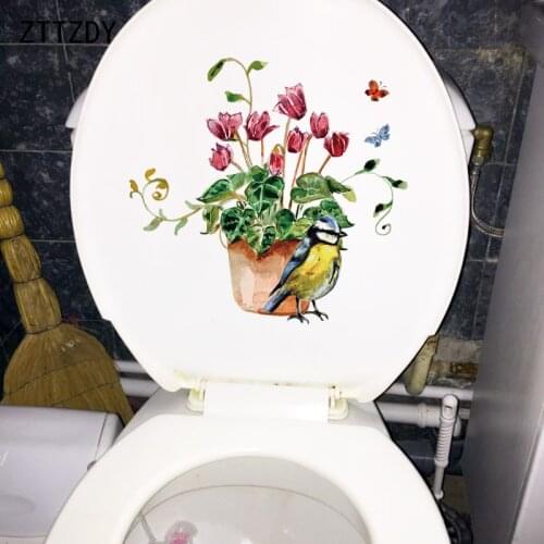 ZTTZDY 25.5CM×24.1CM Classical Potted Plants Bathroom Toilet Stickers Home Room Wall Decoration T2-0962