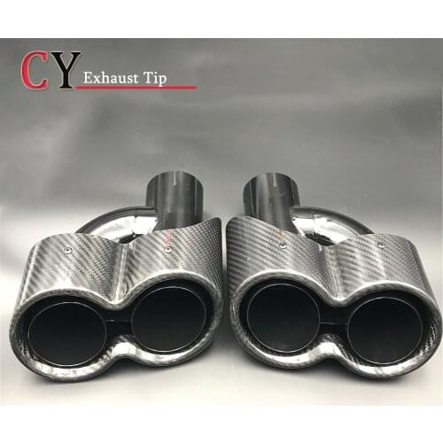 1Pair Universal Dual Outlet H Type Glossy black Exhaust pipes Glossy Carbon Fiber Exhaust Tip
