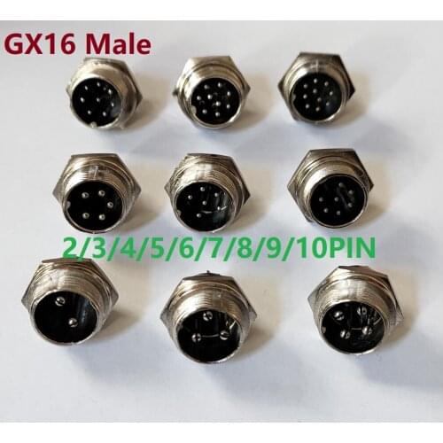 1PC GX16 2/3/4/5/6/7/8/9/10Pin 16mm Male Part Wire Panel Connector Aviation Plug Circular Socket