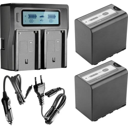 2Pcs 7800mAh VW-VBD78 VBD78 Battery + Rapid LCD Dual Charger for Panasonic VBD58 VBD29 AJ-HPX260MC,HPX265MC,PX270,AG-FC100,MDH2