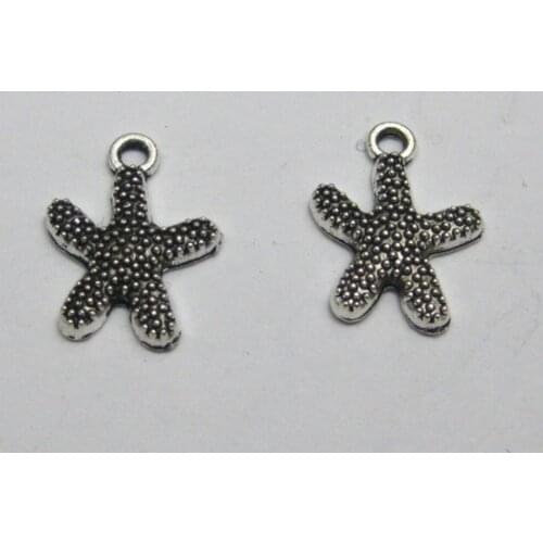 50 Tibet Silver Tone Starfish Charm Pendants 16X12mm