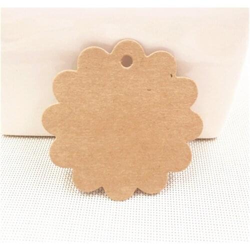 50Pcs Flower Side Colorful Handmade Kraft Paper Card Jewelry Wedding Candy Box Tags Favor Gift Price Blank Label Tag Customized