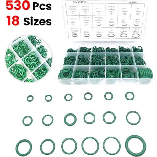 530Pcs Car Auto Repair Tools Rubber Washer Seals Watertightness Various Kit Air Conditioning O Rings Rubber Ring Sets 18 Sizes