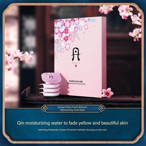 6Pcs Peach Blossom Mud Facial Mask Moisturizing Oil Control Face Mask Pore Shrink Acne Treatment Blackhead Skin Care Face Mask