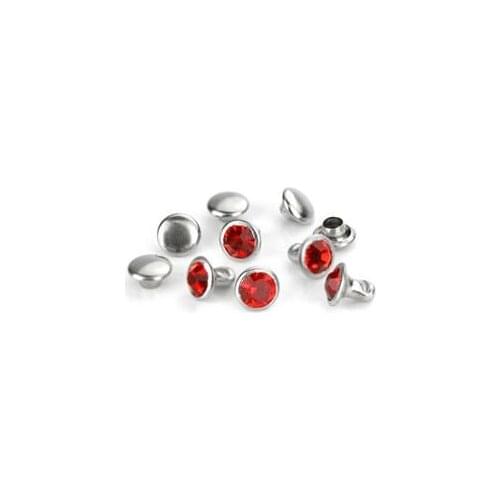 7mm Red Glass Round Rhinestone Rivet Studs