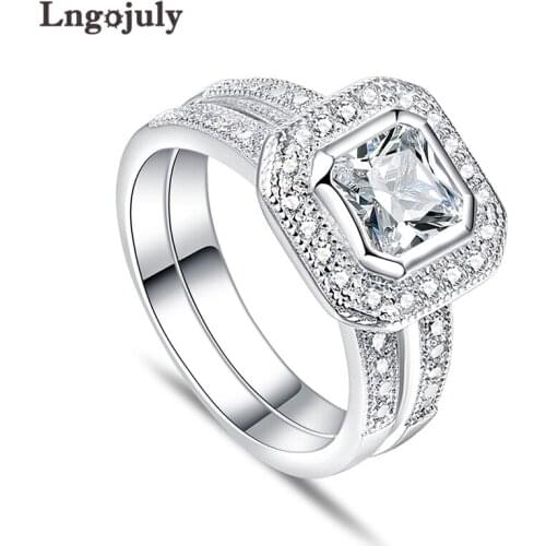 925 Sterling Silver Zircon Luxury Ring For Women Bride Wedding Ring Rhinestone Engagement Jewelry Accessories Girl Set Rings
