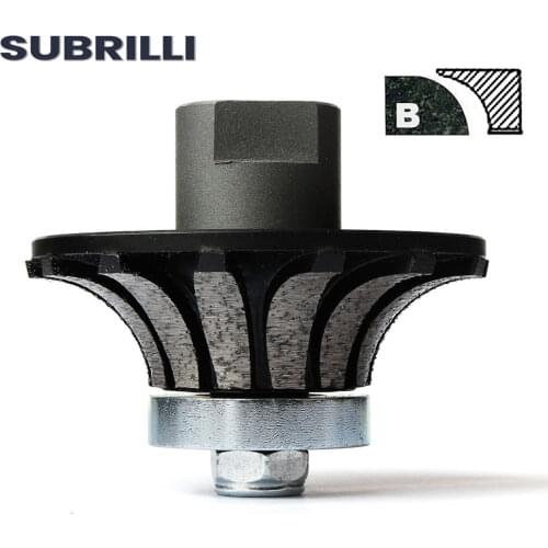 SUBRILLI B20 Diamond Profile Grinding Wheel Segmented Metal Bond Demi Bullnose For Granite Marble Edge Hand Profiler Router Bit