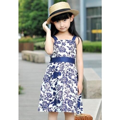 Free shipping (1piece /lot) 100% cotton 2016 rose dress for baby girl(7-10 year old )