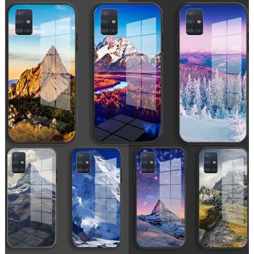 Mountain Landscape photography Soft Silicone Glass Case For Samsung Galaxy A10 A20 A30 A40 A50 A70 A31 A51 A71 Balck Cover