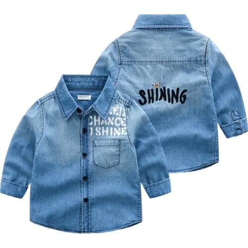 Kids clothes toddler boys shirts 2021 spring autumn children clothes fashion jean denim shirt child shirt baby boy shirt blusas