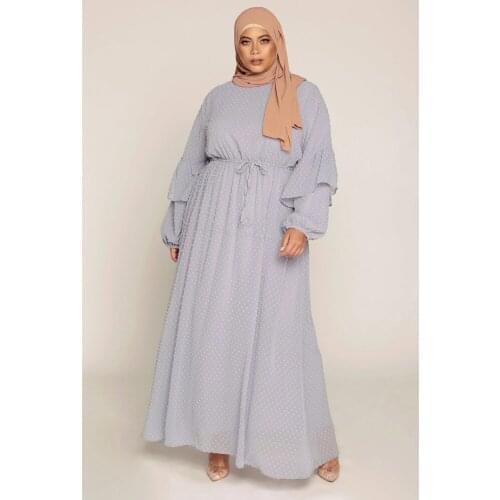 Dubai Muslim Women Long Dress Arab Maxi Robe Casual Turkish Long Sleeve Chiffon Kaftan Ramadan Islamic Clothing O-neck Fashion