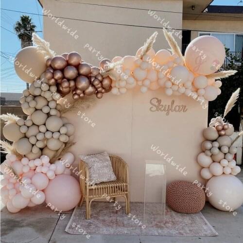 189pcs Doubled Nude Balloon Garland Arch Wedding Decoration Double Apricot Rose Gold Party Ballon Birthday Baby Shower Decor