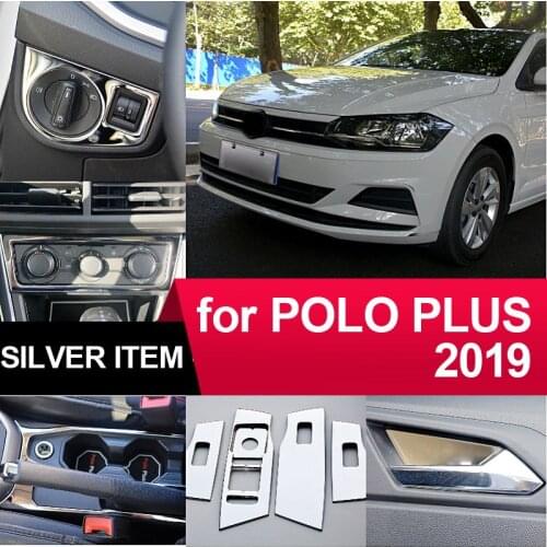 Glossy silver item for POLO PLUS 2019 Stainless steel interior gear panel Outlet Decorative frame