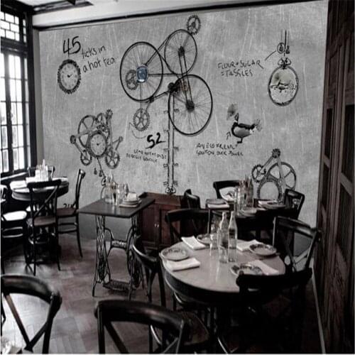 Milofi custom retro nostalgic mechanical gear cafe restaurant water bar background wall