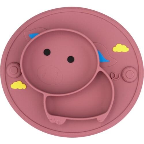 Cute Baby Service Plate Anti-Slip Silicone Toddler Tableware Food Grade Silicone Dishes BPA Free