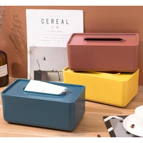 Minimalist Nordic Plastic Tissue Box Cover Simple Solid Color Rectangular Napkin Holder Facial Paper Case J04 21 Dropship