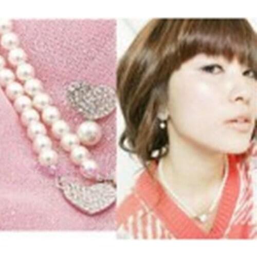 2018 fashion hot new peach heart pearl necklace female short section of the wholesale and retail