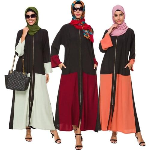 Muslim Assorted Col Dress Women Sleeve Mroccan Kafan Chiffon Maxi Dresses Abaya Long Robe Dubai Vestido Turkey Islamic Clothing