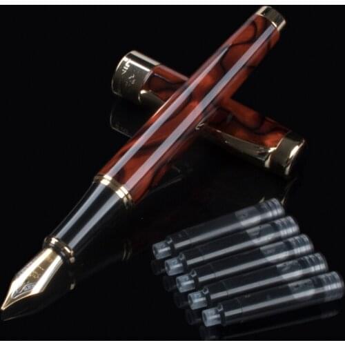 Noblest Fountain Pen Jinhao 1200 18KGP Medium Nib Gold Silver luxury Writing Ink Pen school Office Stationery