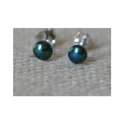 New Arrival Tiny Pearl Earring Black AA 3-4MM Peacock Blue Genuine Freshwater Pearls S925 Silver Stud Earrings Fine Jewelry