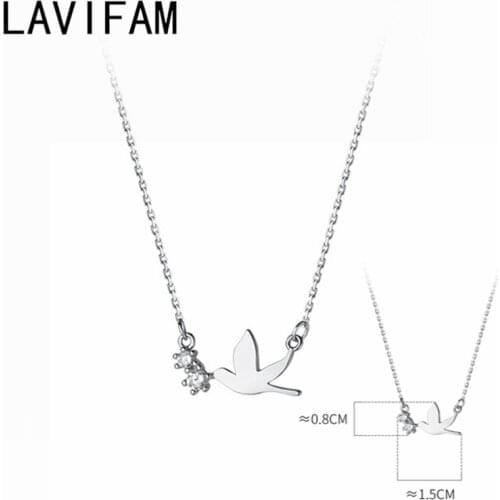 925 Silver Cubic Zircon Pendant Necklace Novelty Bird Animal Minimalism Jewelry Vintage for Date Daughter Gift
