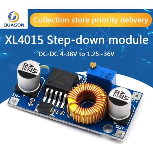 5A XL4015 DC-DC 4-38V to 1.25-36V 24V 12V 9V 5V Step Down Adjustable Power Supply Module LED Lithium Charger With Heat Sink