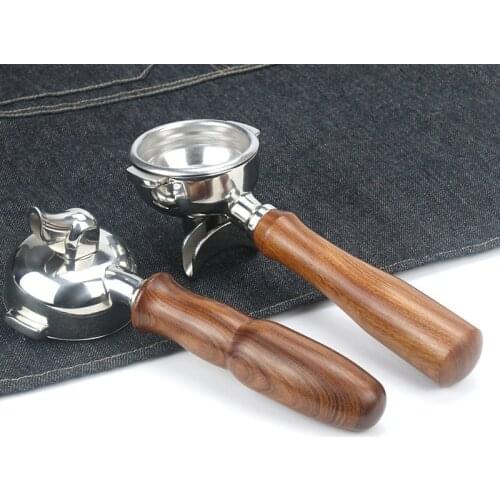 58MM Portafilter Wood Coffee Machine Bottomless Filter Portafilter for Expobar/Rocket Wooden Handle Accessory E61 Universal