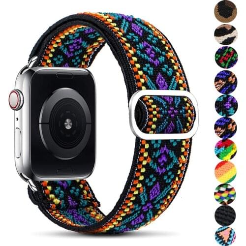 Scrunchie Strap for Apple watch band 40mm 38mm 44mm 42mm Bohemia Elastic belt solo loop bracelet iWatch series 3 4 5 se 6