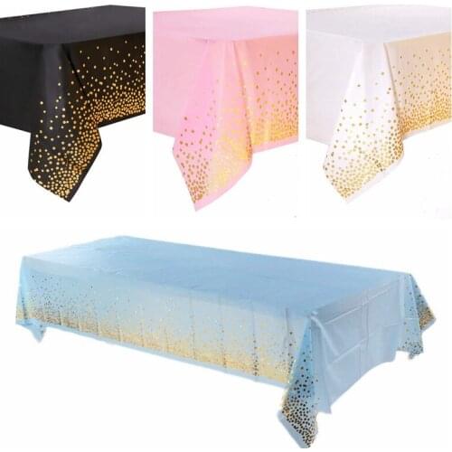 Rose Gold Dot Gilded Tablecloth 137*274cm Disposable Table cloth Kids Birthday Party Supplies Baby Shower Wedding Home Decor