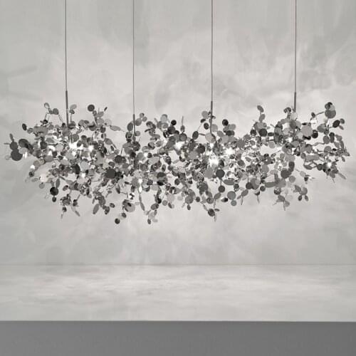 Modern Chandelier Lighting Hand-Made Stainless Steel Leaf Chandelier lamp Villa Suspenion Lighting / Hanging Lights