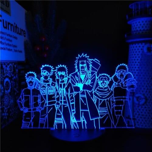 Naruto 3D Night Light LED Lamp Senju Tobirama Sarutobi Jiraiya Namikaze Minato Tsunade Kakashi Shippuden Manga Decor Lampe Lamps