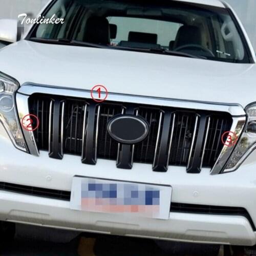 Tonlinker Cover Case Sticker For Toyota PRADO 2014-16 Car Styling 3 pcs Head Racing Grills Decoration Cover Case Stickers