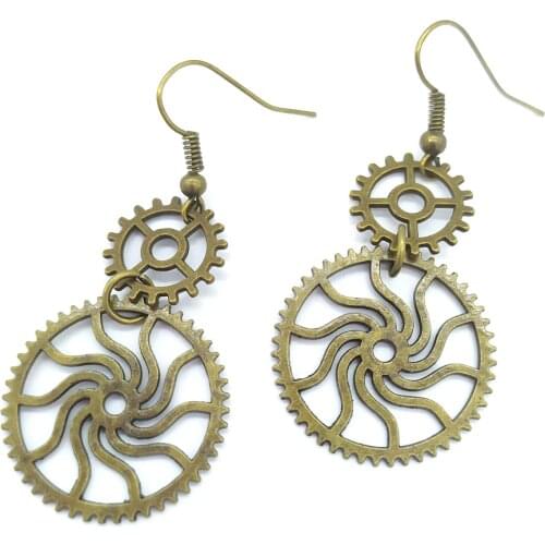 Simple Style Fan Shaped Gears Retro Steampunk Earrings