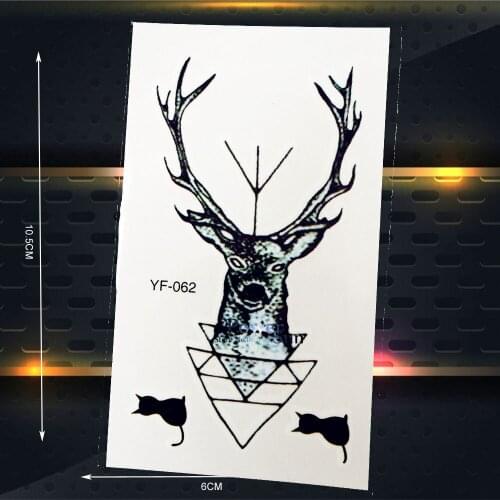 Deer Moose Horn Temporary Tattoo Stickers Women MEn Body Art Fake Black Tattoo Stickers, bucks antlers Elk Reindeer Flash Tattoo