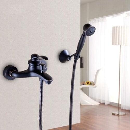 High Quality Wall Mounted Oil Rubbed Bronze Bathtub Faucet Set with Hand held Shower mixer Sprayer Tap