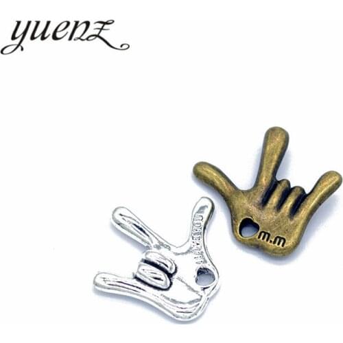 YuenZ 4pcs I Love You Charms Antique Silver color Hand Pendant For Jewelry Making Necklace Handmade Crafts 29*25mm I166