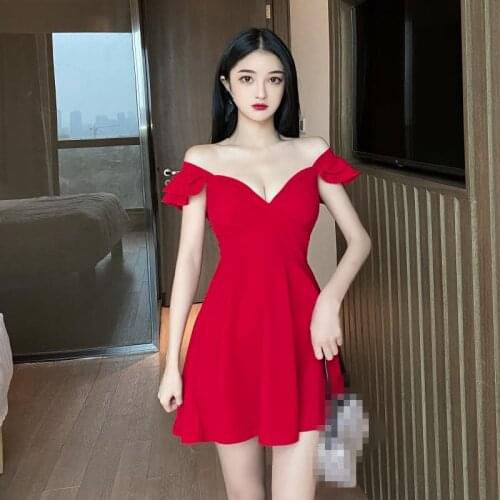 ZB4673 2021 Summer New women fashion Low bust deep V-neck show thin temperament sexy dress cheap wholesale
