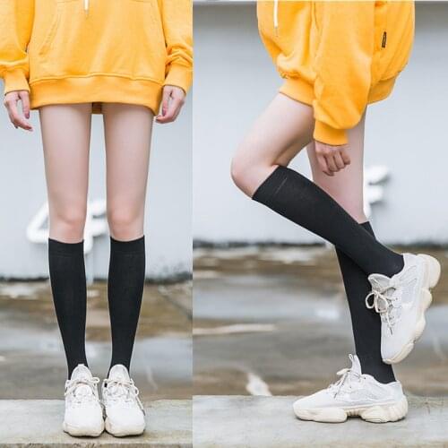 Women Cotton Autumn Winter Long Socks Casual Thick Warm Sock Lady Gift White Black Yellow Grey Red School Girl