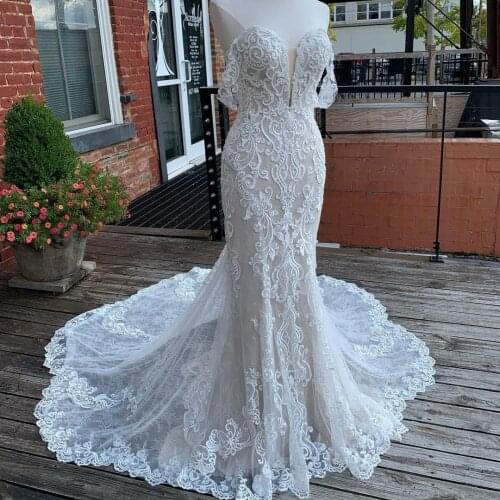 Lace Bridal Wedding Dress 2021 Mermaid vestidos de novia Chapel Train Designer robe de soirée de mariage Off the Shoulder