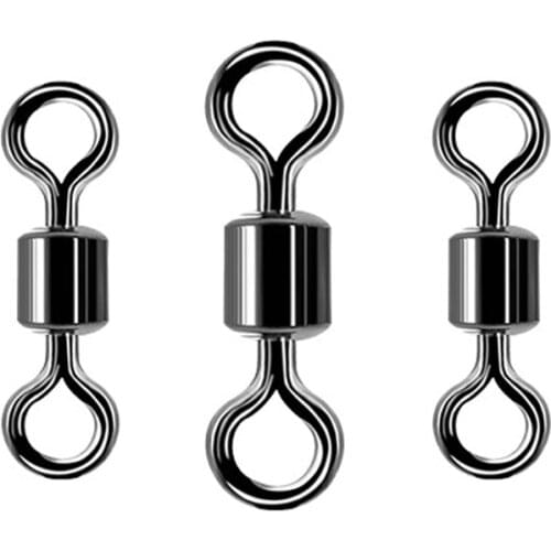 10pcs-50pcs/lot Fishing Swivel Solid Connector Ball Bearing Barrel Snap Fishing Swivels Rolling Ring Stainless Steel Tackle