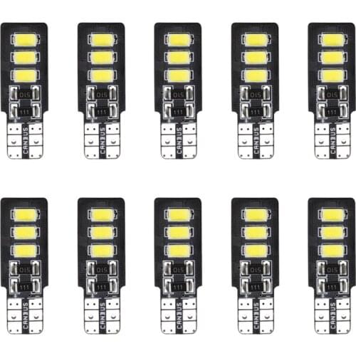 10pcs Car Motorcycle Led Signal Lamps T10 w5w Led Bulbs 194 168 Auto Interior Dome Lights Scooter Day Running Lights White Diode