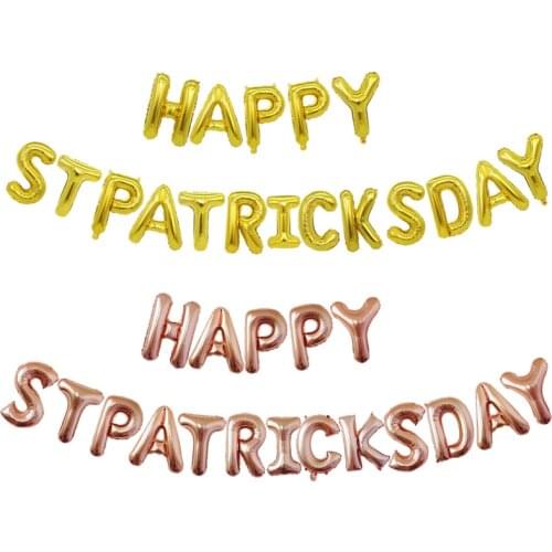 18pcs/set Rose Gold St. Patricks Theme 16inch HAPPY STPATRICKSDAY Foil Balloon Irish Festival St. Patricks Day Decor Ballon