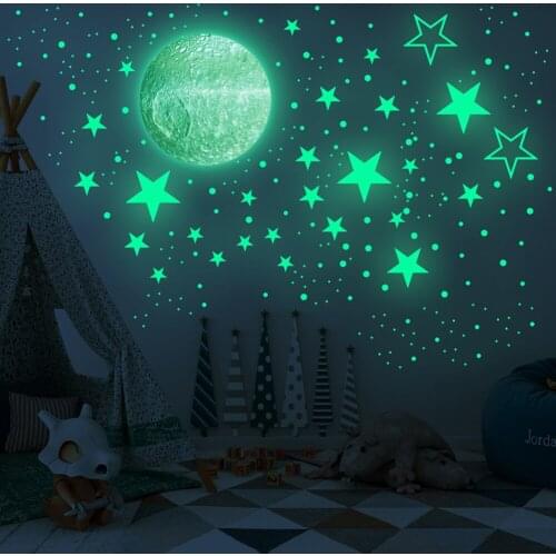 3D Luminous Castle Moon wall stickers Home decor DIY decals kids room decoration Fluorescent unicorn glow in the dark stickers