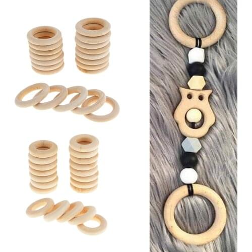 40Pcs Jewelry Making Wooden Teething Ring Circle for DIY Craft Decor 25/30mm