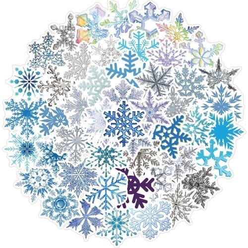 50Pcs Winter Snowflake Cute Vinyl Laptop Stickers Decal For Macbook/Xiaomi/Hp Graffiti Skateboard Suitcase Guitar Car Wall Decor