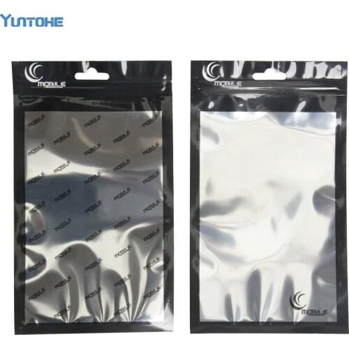 500pcs/lot 20*11.5cm Clear + Aluminum Letter Stripe Zip Lock PP PVC OPP Poly Plastic Packing Bag for Phone Case Packaging Bag