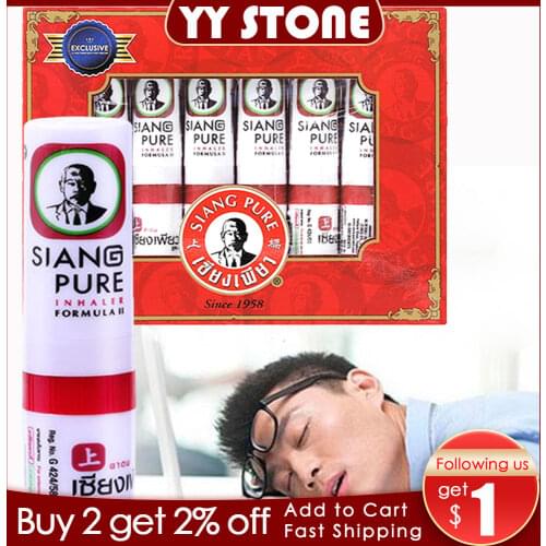 6pcs Thailand SIANG Mint Cylinder Nasal Inhaler Refresh Brain Anti Fatigue Cure Stuffy Nose Rhinitis Aspirator headache relief