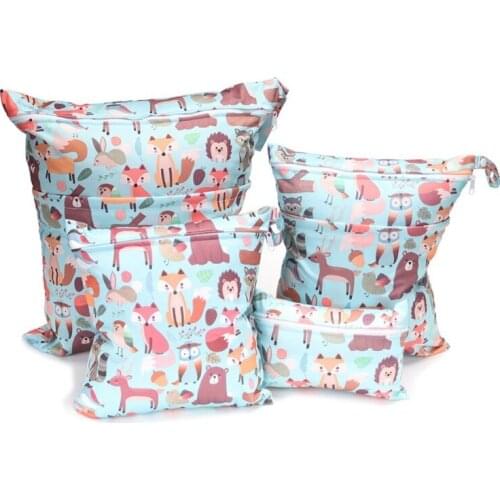 97BC 4 Pcs/Set Fashion Print Baby Diaper Storage Bags Reusable Washable Travel Nappy Pouch Waterproof Wet Dry Cloth Organizer